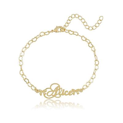 Pulseira Floratta Joias Corrente de Coração com Nome Banhado em Ouro 18k Feminina