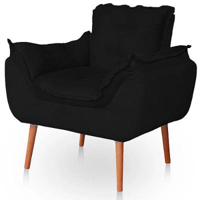 Poltrona Opala Decorativa Veludo Preto