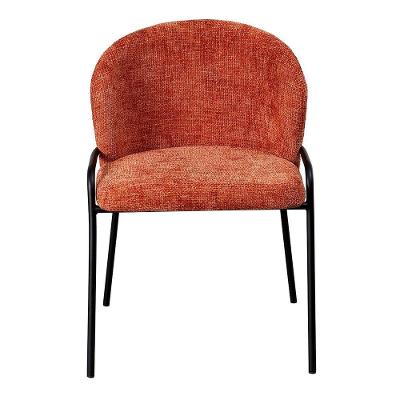 Poltrona Estofada Samy Linho Aveludado Terracota Exclusiva Home Decor