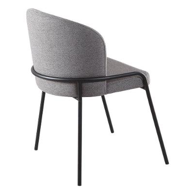 Poltrona Estofada Samy Base Fixa Aço Carbono Linho Preto Exclusiva Home & Decor