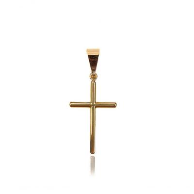 Pingente Higipack Cruz Fina Folheado em Ouro 18K 3CM X 2CM Dourado