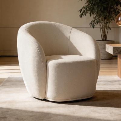 Poltrona Decorativa Giratória Tess K01 para Sala de Estar Bouclê Creme Lyam Decor