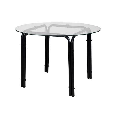 Mesa Shiro 4 Lugares Redonda Tampo de Vidro 110cm Transparente Waw Design