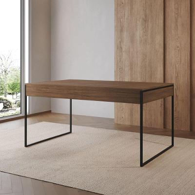 Mesa de Jantar Filadélfia Retangular MDF 120CM X 75CM Amêndoa com Base em Ferro Preto