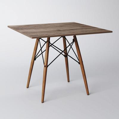 Mesa de Jantar Eiffel Wood 4 Lugares Tampo Quadrado Madeira 90CM Amêndoa