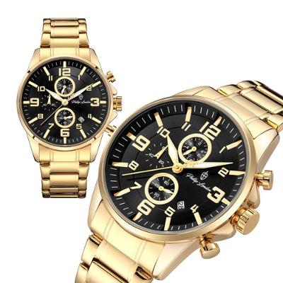 Relógio Masculino Chelsea Gold Black Cronógrafo com Pulseira em Aço Inox Dourado, Preto