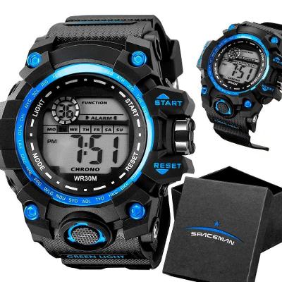 Relógio de Pulso Masculino Spaceman Digital com Pulseira de Silicone à Prova d’água Preto