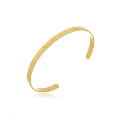 Pulseira Rígida Personalizada Floratta Joias com Nome Folheado em Ouro 18K [F027] Feminina
