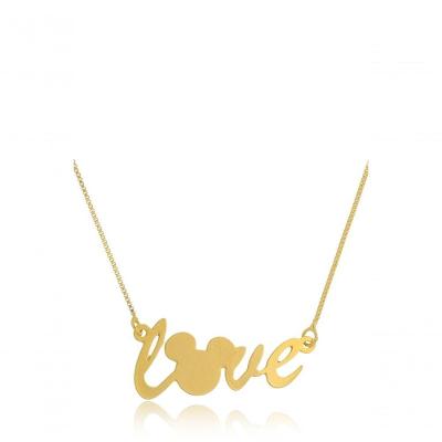 Colar Floratta Joias Love Mickey [F027] Banhado em Ouro 18k Dourado Feminino