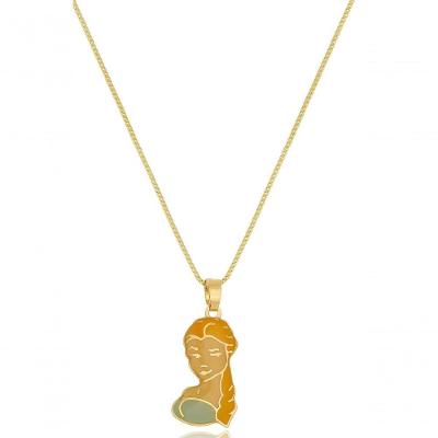 Colar Floratta Joias Elsa Frozen [F027] Banhado em Ouro 18k Dourado Hipoalergênico Feminino