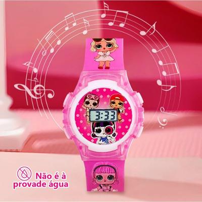 Relógio Infantil Rosa Com Personagens – Digital, Led - Tudo Em Caixa