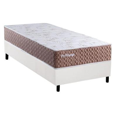 Kit Cama Box Solteiro Privilege Molas Ensacadas Cerejeira Branco Colchão Paropas