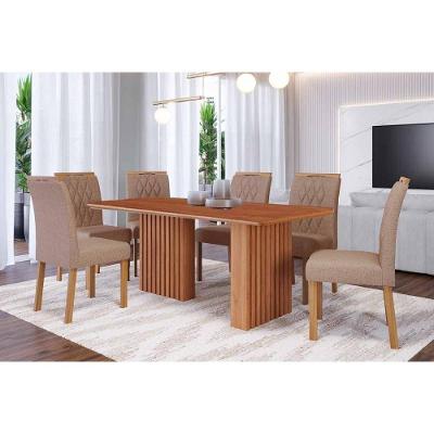 Sala de Jantar Completa Ester 6 Lugares Tampo MDF C/Cadeiras