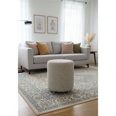 Puff Redondo Não é Segredo Linho Palha Rodinha 40x45 Nspr08l-r