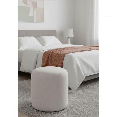 Puff Redondo Não é Segredo Linho Cru Rodinha 40x45 Nspr10l-r
