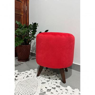 Puff Pé Palito Redondo Não é Segredo Suede Animale Vermelho 40x45
