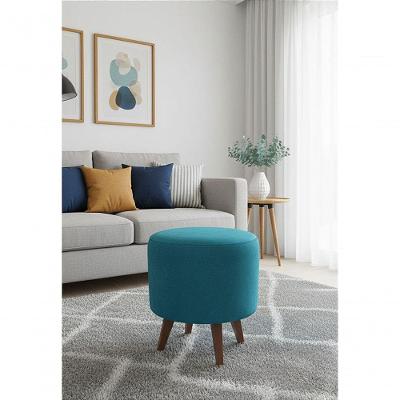 Puff Pé Palito Redondo Não é Segredo Suede Animale Turquesa 40x45