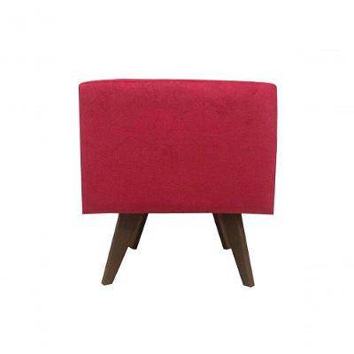 Puff Pé Palito Quadrado Não é Segredo Veludo Vermelho 40x45