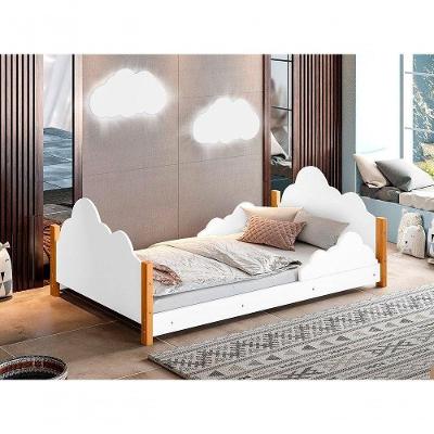Cama Infantil Cristal com Grade e Colchão MDF Branco Divaloto Móveis