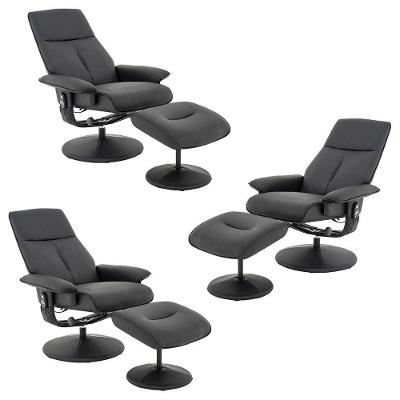 Kit 3 Poltronas Do Papai Reclinável Nebraska Pu Preto G56 Elétrica Giratória Com Massagem Preto