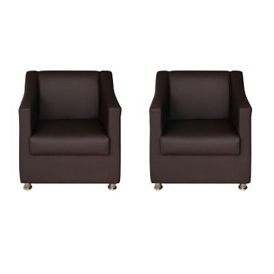 Kit 2 Poltronas Sofia Decorativa Para Recepção Marrom Corino