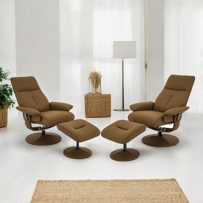 Kit 2 Poltronas Reclinável De Massagem Detroit Corino Caramelo Laura Lar