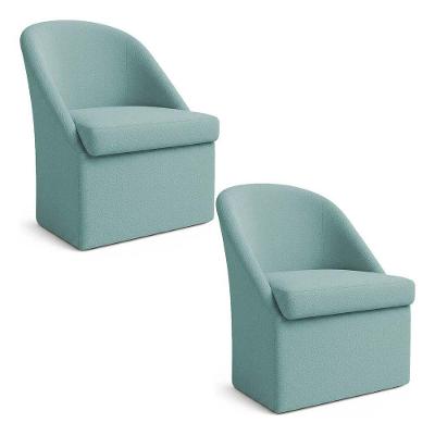 Kit 2 Poltronas Malli Bouclê para Escritório Azul-Celeste Pallazio