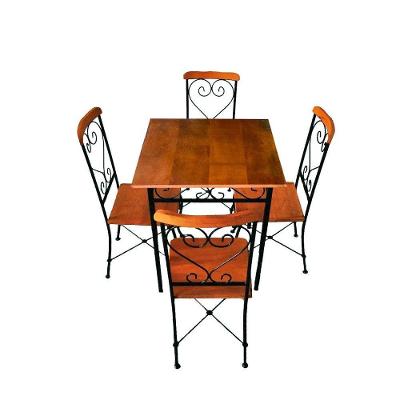 Mesa de Jantar Mesa Jantar 4 Lugares Quadrada MDF Rustic Estilo Rústico Industrial Retrô