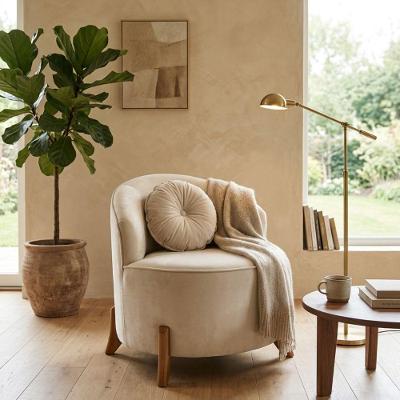 Poltrona Orgânica Pé de Madeira Decorativa em Veludo com Almofada para Sala de Estar Anyben