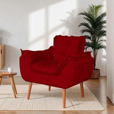 Poltrona Opala Decorativa Veludo Vermelho