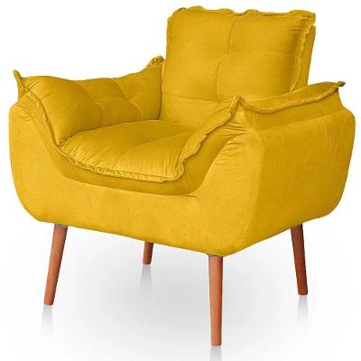 Poltrona Opala Decorativa Veludo Amarelo