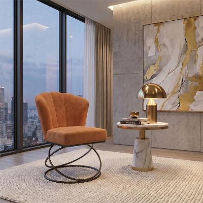Poltrona Decorativa Estofada Base Aramado Aço Industrial Preto e Terra Cota Mobília Decor