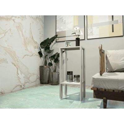Mesa Lateral Alta de Canto Retangular MDF 30cm Branco para Sala Quarto Progetatti Movelaria