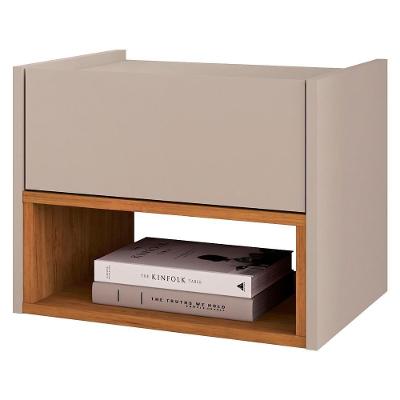 Mesa de Cabeceira Suspensa Florença 1 Gaveta MDP e MDF Off White Casa D Móveis