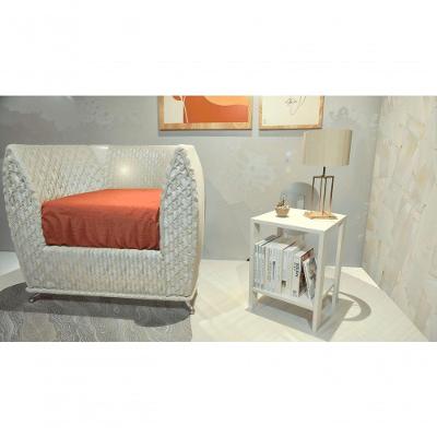 Mesa de Cabeceira Apoio 1 Gaveta MDF Moderno Branco Progetatti Movelaria