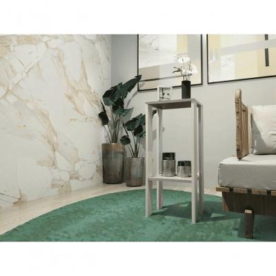 Mesa Alta Lateral de Canto Apoio Bebedouro sem Gavetas MDF Contemporâneo Branco, Cinza