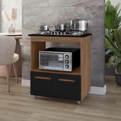 Balcão Para Cooktop Elisa 4 Bocas - Savana/ Preto