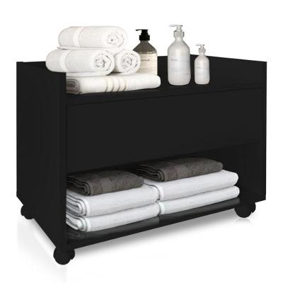 Gabinete para Banheiro Smart 60cm com Rodízios 1 Gaveta MDF Preto MP Metalúrgica