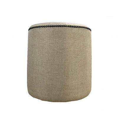Puff Redondo Tachas Não é Segredo Linho Palha Pé Fixo 40x45 Nsprt08l-f