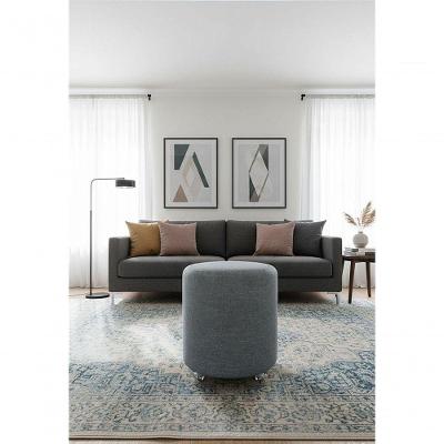 Puff Redondo Não é Segredo Linho Cinza Vazado Rodinha 40x45 Nspr03l-r