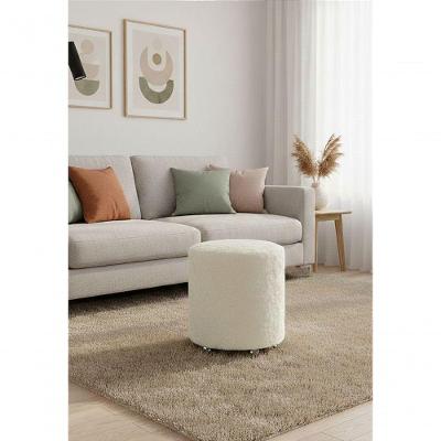 Puff Redondo Não é Segredo Astracan Pelúcia Branco Rodinha 40x45 Nspr07ta-r