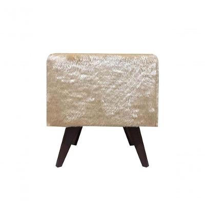 Puff Pé Palito Quadrado Não é Segredo Astracan Pelúcia Bege 40x45