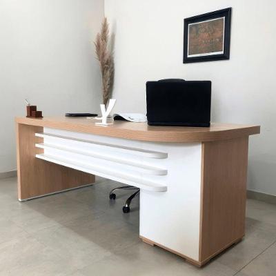 Mesa Executiva Retangular Mesa Tamburato com Gavetas LE II MDF-MDP 180cm Carvalho-Branco Artany