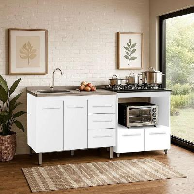 Kit Balcão Para Pia 120cm Bianca + Balcão Para Cooktop 4 Bocas Elisa - Branco