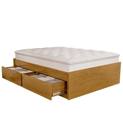 Cama Box Casal Líbano B07 Madeira Maciça com 4 Gavetas Mel Lyam Decor