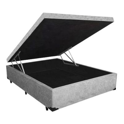 Cama Box Baú Casal 138x188 em Suede Cinza com Abertura Facilitada Colchão dos Sonhos