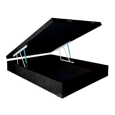 Cama Box Baú Casal Sintético Preto 38x138x188 com Abertura Facilitada Colchão dos Sonhos