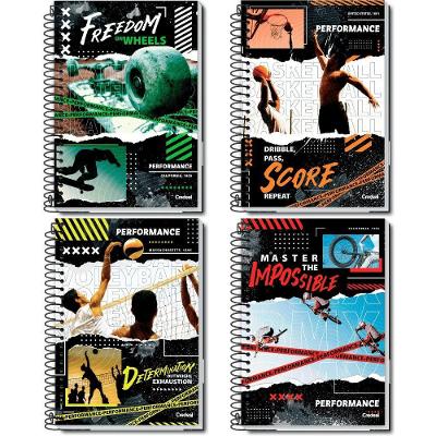 Caderno Espiral Credeal Performance Capa Dura 1 Matéria 80 Folhas 200X275MM Kit 4 Unidades