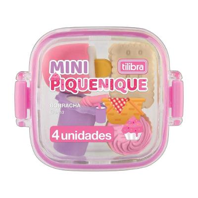 Borracha Mini Tilibra Piquenique com Qualidade Superior e Macia em Pote com 4 Unidades