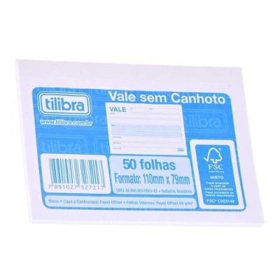 Bloco de Vale sem Canhoto Tilibra 50 Folhas FSC 110MM X 79MM